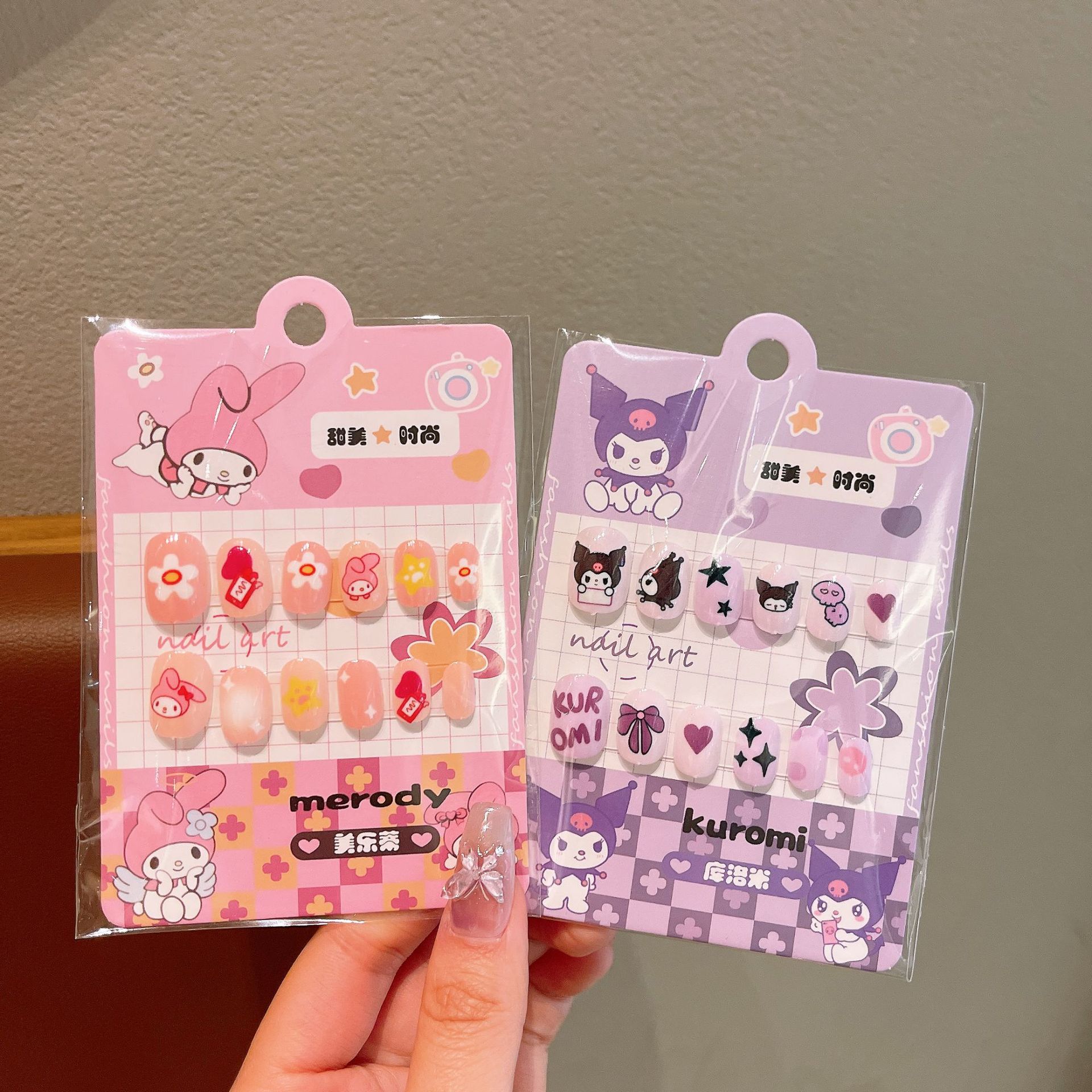 Children's detachable wearable nail art stickers, three-dimensional cute cartoon nail patches, nail pads, finished fake nails Application Scenario