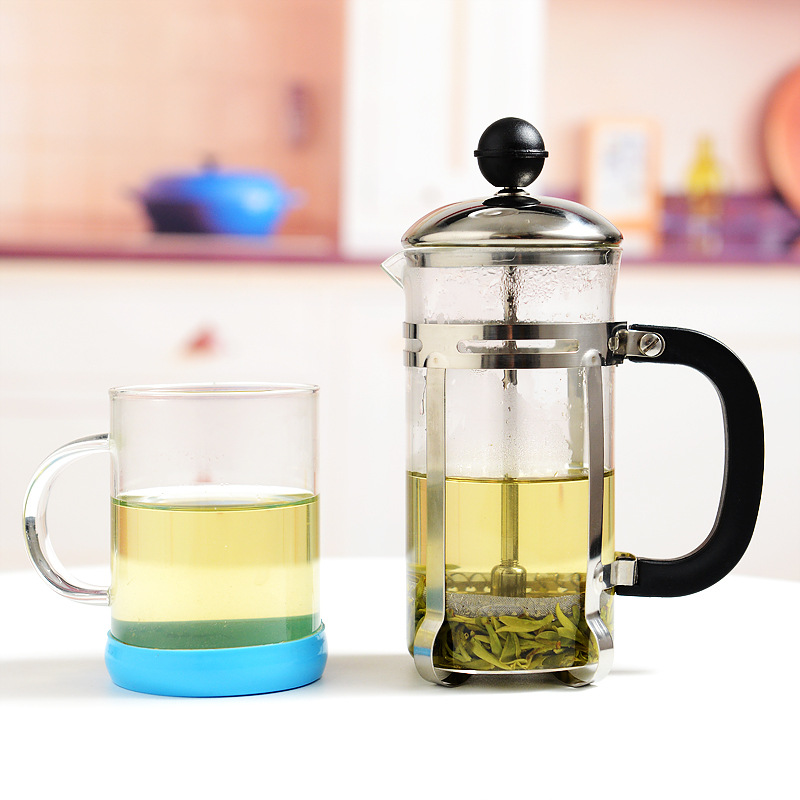 New French press, stainless steel coffee maker, household French tea infuser, filter press, glass filter cup, hand-brewed press full figure