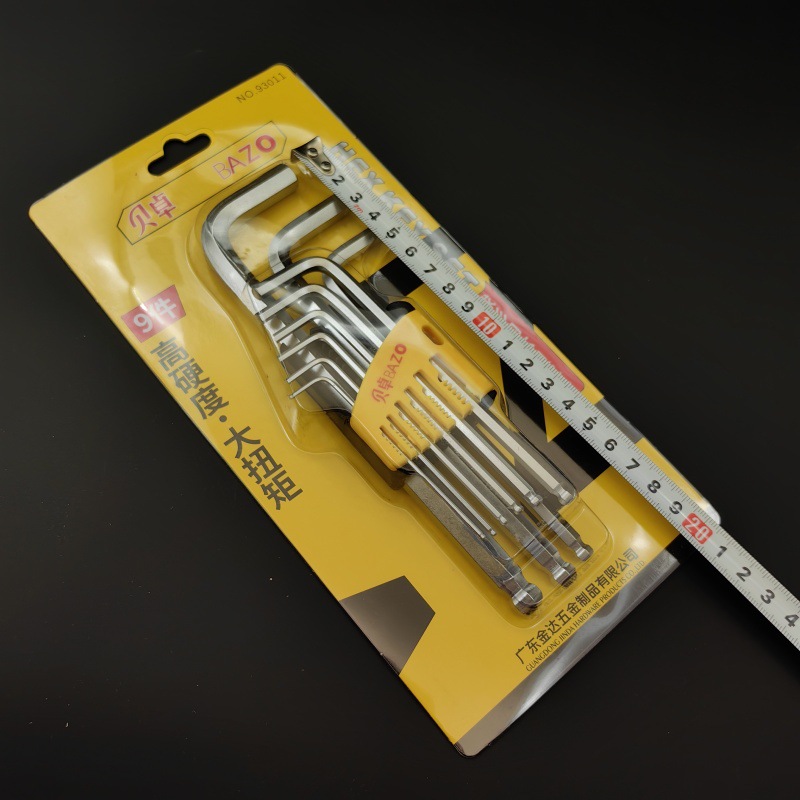 [1353] Beizhuo 93011 Hex Key Wrench 9-piece Set Wrench L-shaped Extended Ball wrench details Picture