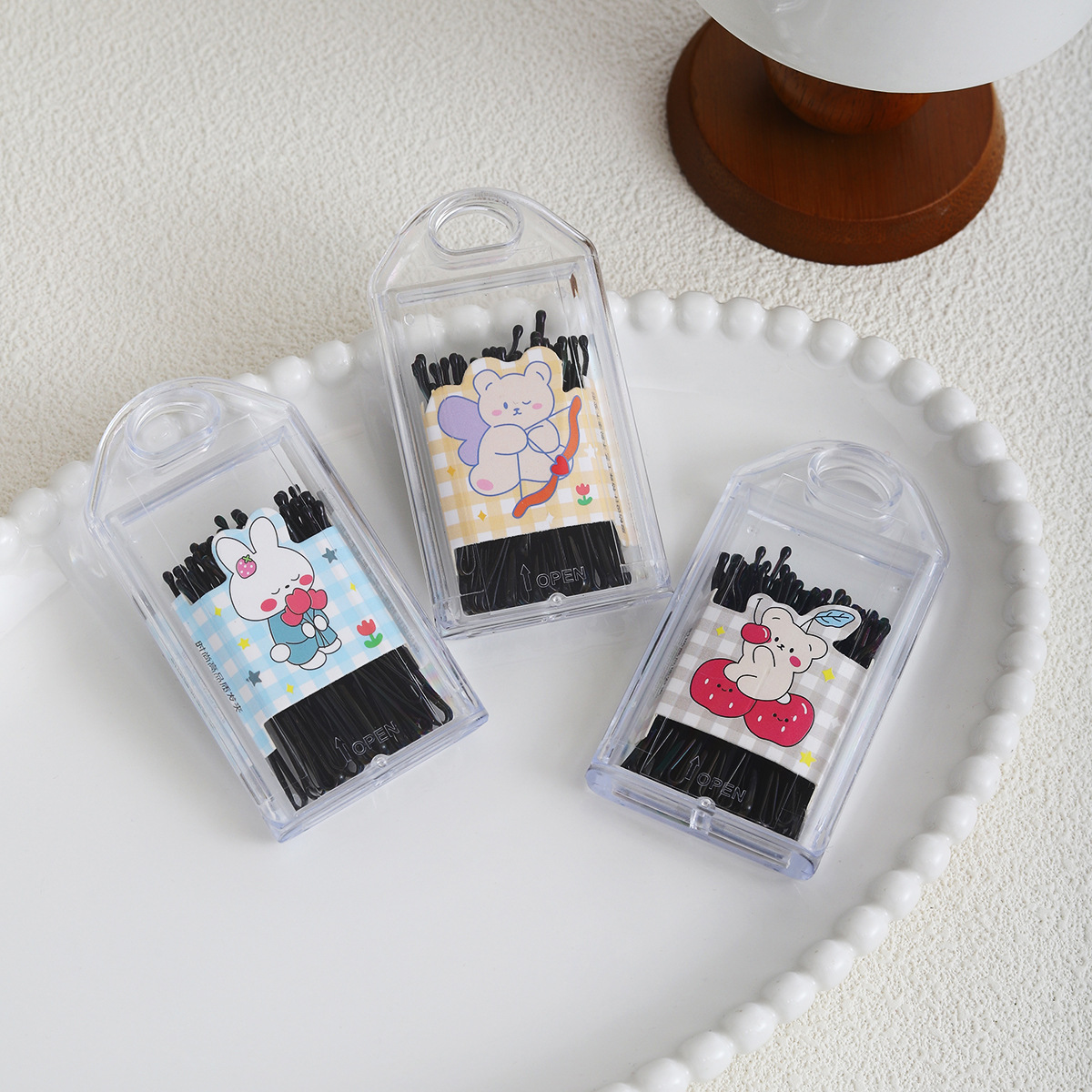 Children's hair clips, black straight clips, broken hair fixing steel clips, girls' flower edge clips, small hair clips, wave clips, hair accessories full figure