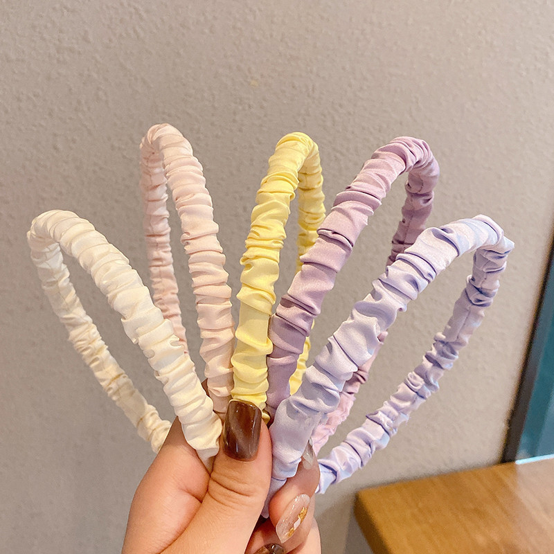 Summer taro purple versatile satin pleated hairband, sweet and elegant headband, versatile hair clips and hair accessories for going out, women's headwear details Picture