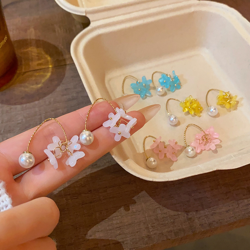Super ethereal osmanthus tassel pearl earrings for women, sweet and niche earrings, French retro 2025 new bestsellers Specification drawing