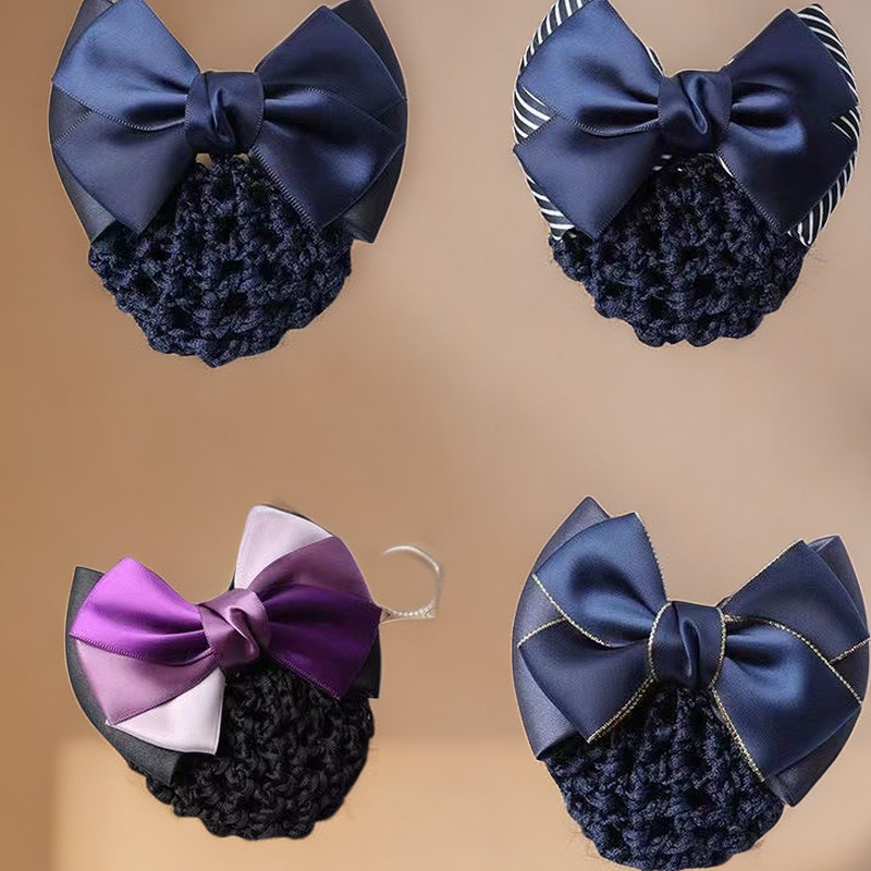 Professional hairpin, net, bow, hairpin, flight attendant, bank, nurse, hairnet, female flight attendant, updo, hotel, fine net Application Scenario