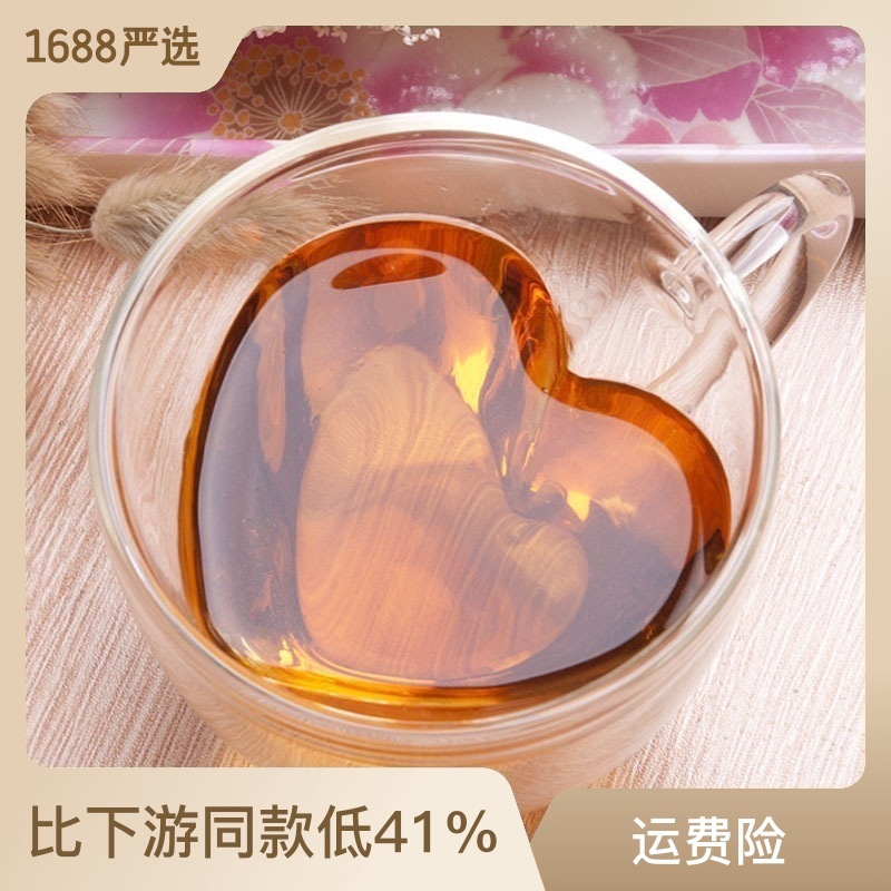 Customized double-layer insulated water cups, coffee cups, high appearance level heart cups, high borosilicate glass cups wholesale, high temperature resistant details Picture