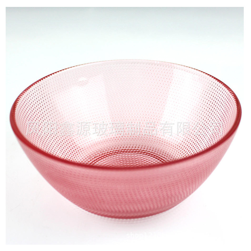 Six-piece set of glass salad bowl with colorful beaded pastries, salad glass bowl, pearl bowl, and glass colorful beaded pastries set Item Picture