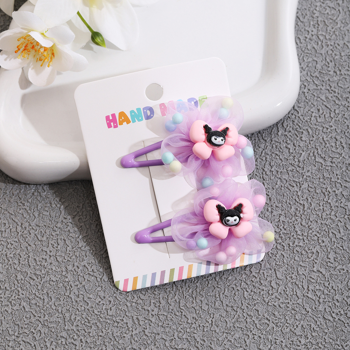 Cute children's Kulomi hair clip headwear for girls, baby bangs side hair clips for girls, cartoon hair clips for girls Application Scenario