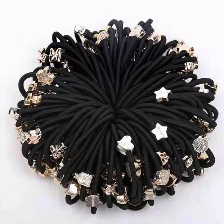 Trendy, fashionable, simple and ordinary style rubber band Girl 04 Gold bead hair band and hair rope, 2-yuan store supply, factory direct sales Item Picture