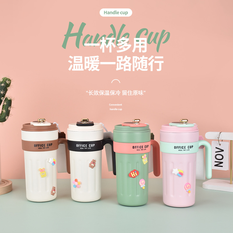 New large-capacity intelligent temperature-measuring, high-appearance-level insulated cup, 316 stainless steel coffee cup, portable and portable gift cup full figure