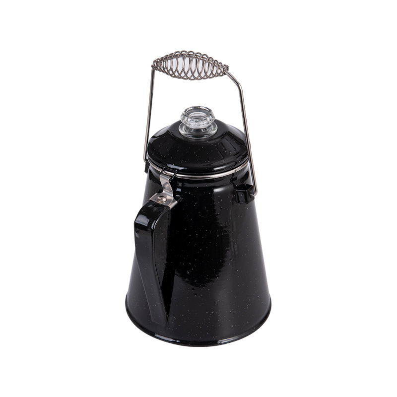 Cross-border German enamel coffee pot with filter, outdoor hand-brewed pot, portable teapot for mountain climbing and fishing details Picture