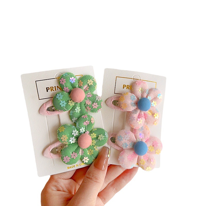 New children's hair clips, sequined flower cute hair clips, summer girl bb clips, side clips, little girl hair accessories for girls Item Picture