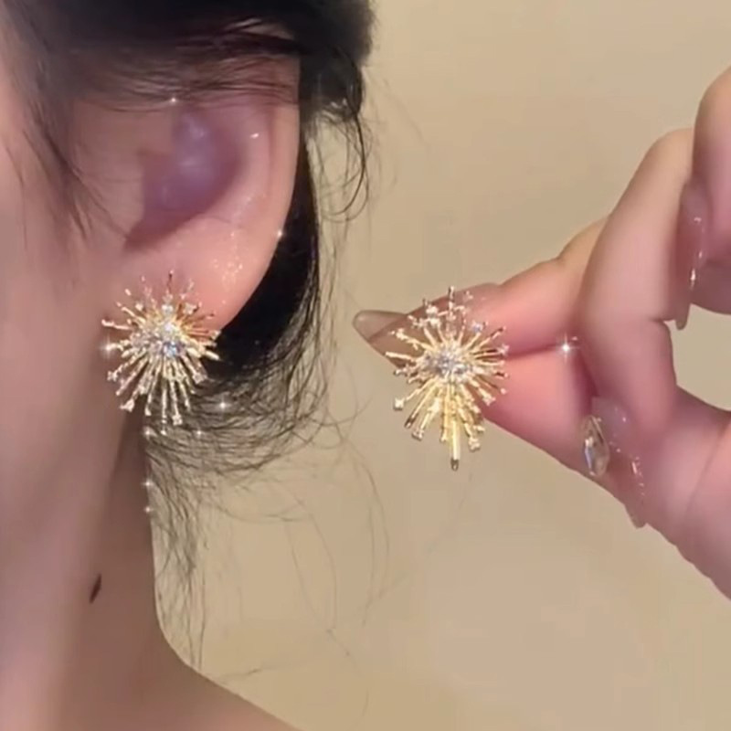 Fireworks Earrings 2025 New bestsellers, light luxury and high-end style, autumn and winter style stud earrings, niche and unique personality earrings Specification drawing
