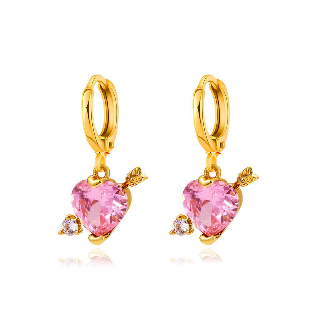 Cross-border best-selling Cupid Heart earrings, European and American Instagram one-shot piercing heart stud earrings, and colorful heart-shaped stud earrings that are popular among women Item Picture