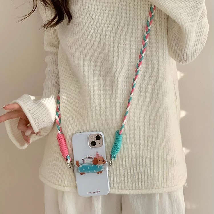 2025 New cute animal crossbody phone case back clip women's portable anti-drop shoulder strap lanyard spring sweater chain Specification drawing