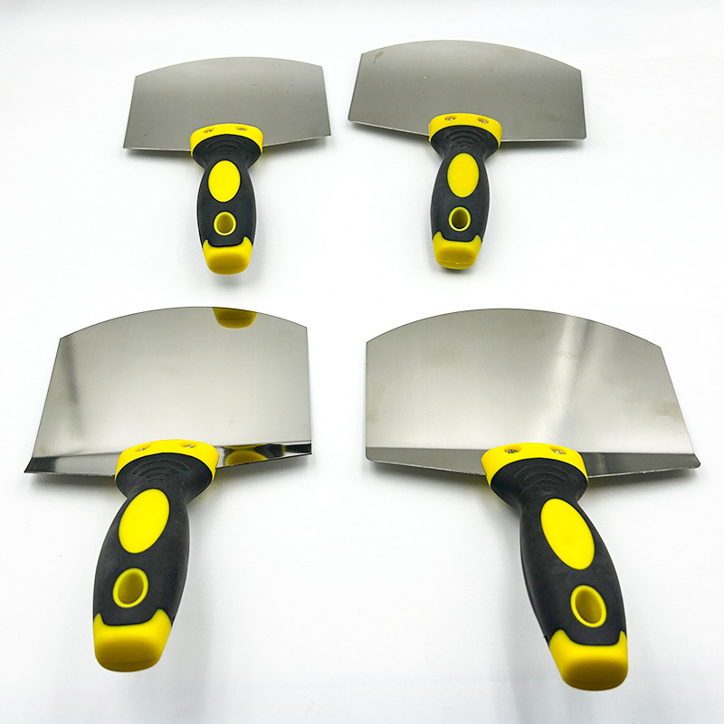 Stainless steel arc-shaped mortar scraper, fan-shaped trowel, scraper, mortar support board, oil mortar knife, wall plastering scraper, mortar support board, big white details Picture