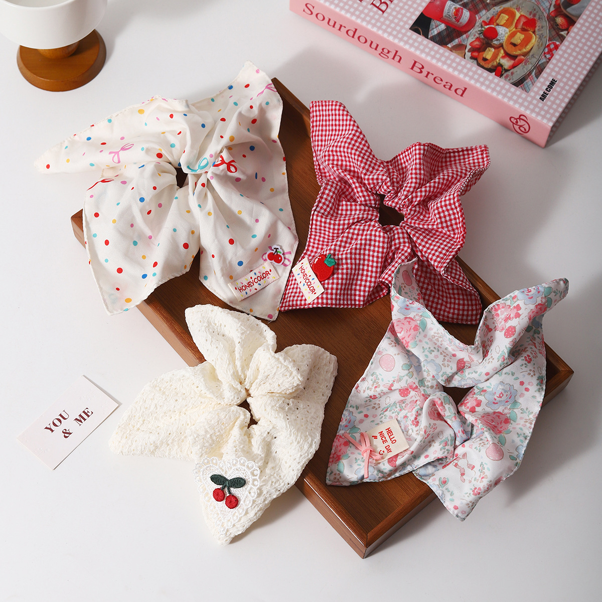 Children's bow, square scarf, large intestine hair band, girls' hair tie, hair flower, 2025 new style ponytail hair tie, princess headwear full figure