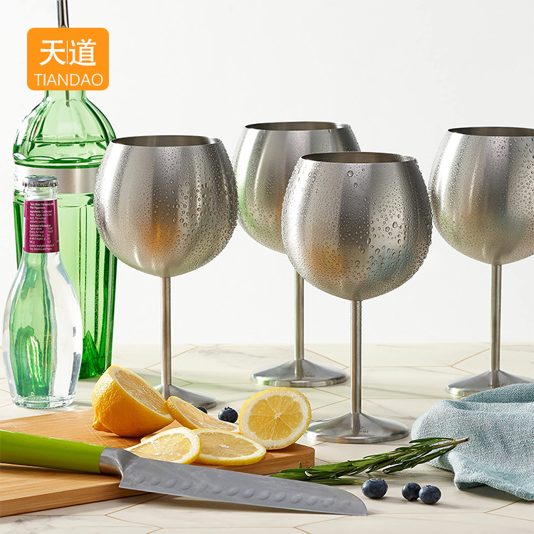 304 stainless steel cocktail wine glass 500ml, enlarged champagne wine glass, large-capacity metal highball glass full figure