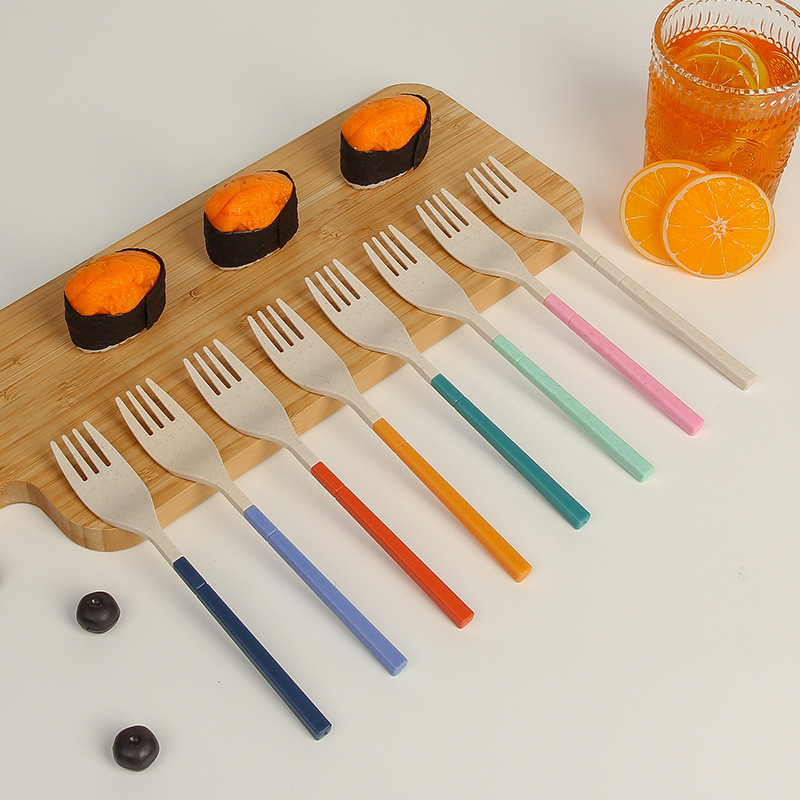 Amazon wheat straw knife, fork, spoon and chopsticks set detachable and foldable outdoor travel cross-border factory wholesale Specification drawing