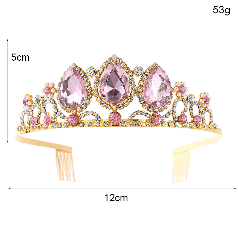 European and American ladies' alloy headbands, crystal bride crowns, popular diamond-encrusted headbands, birthday party crown headbands Item Picture