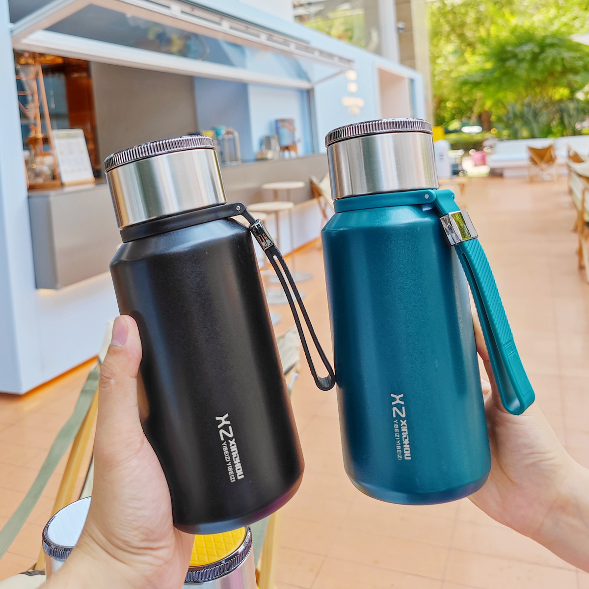 Simple and fashionable insulated cup with filter for drinking tea, student water cup, portable hand-held business stainless steel large-capacity cup Specification drawing