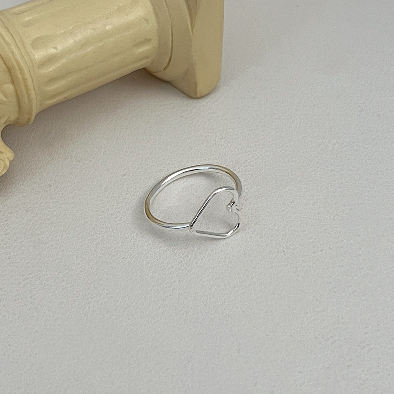 Cross-border European and American open, fashionable, individual, elegant, light luxury, exquisite and high-end female heart-shaped open ring for girls Specification drawing