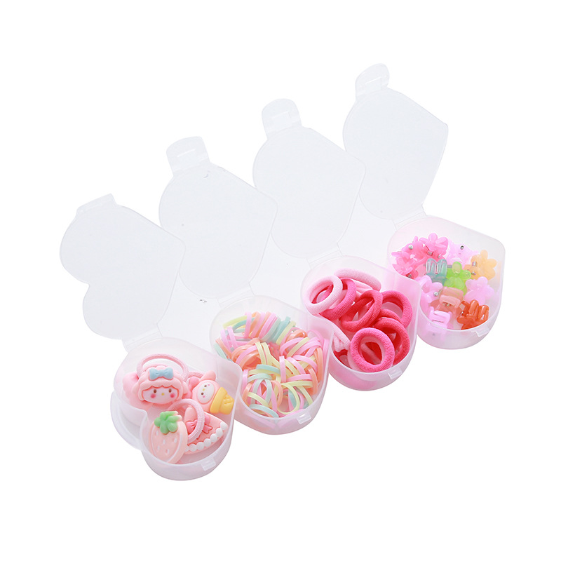 Love box cartoon children's hair band, macaron-colored small grab clip, high-elasticity disposable rubber band, towel band, hair tie Item Picture
