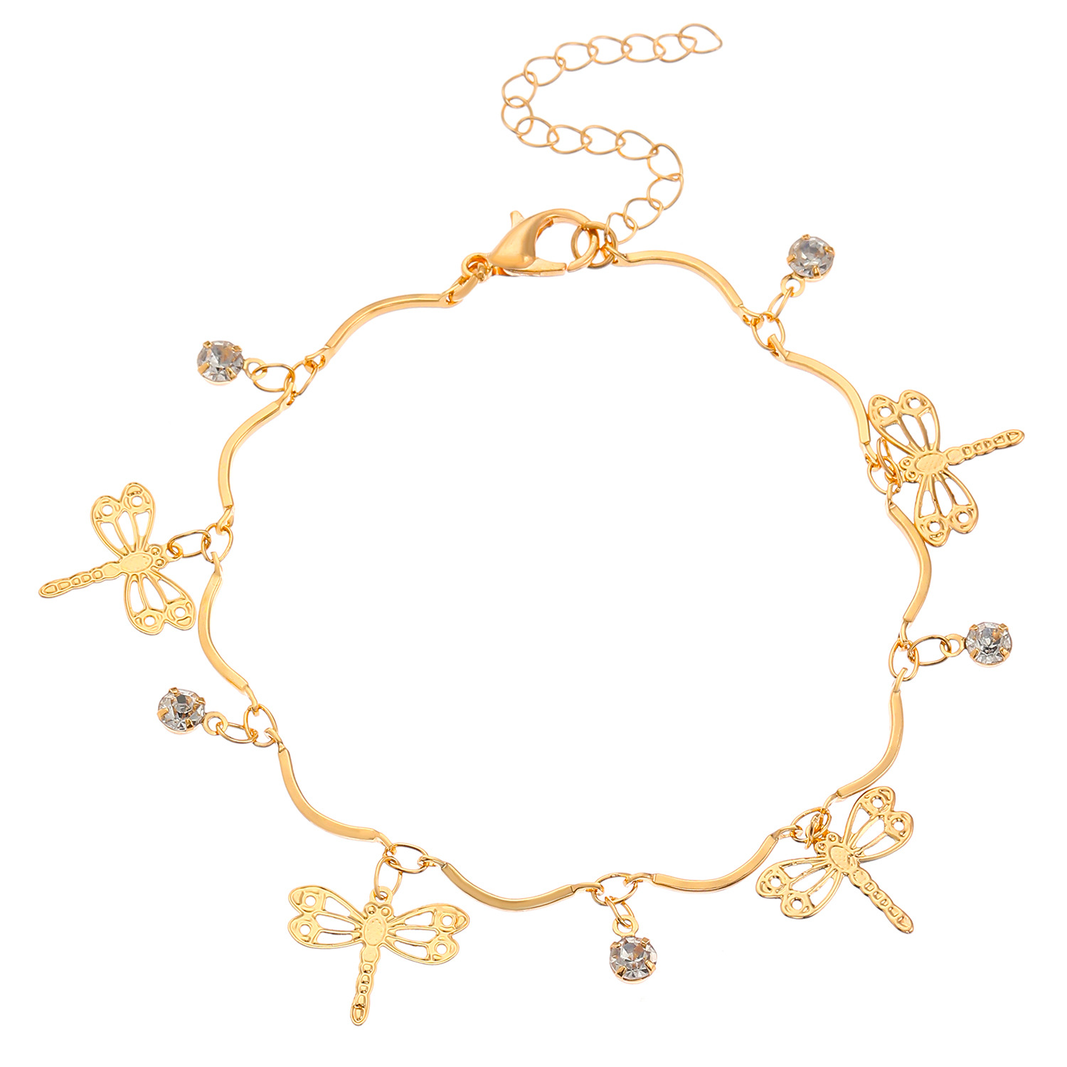 A two-piece set of fashionable women's jewelry featuring a simple, individual and niche dragonfly flower bracelet and necklace in the ins style of Europe and America Item Picture