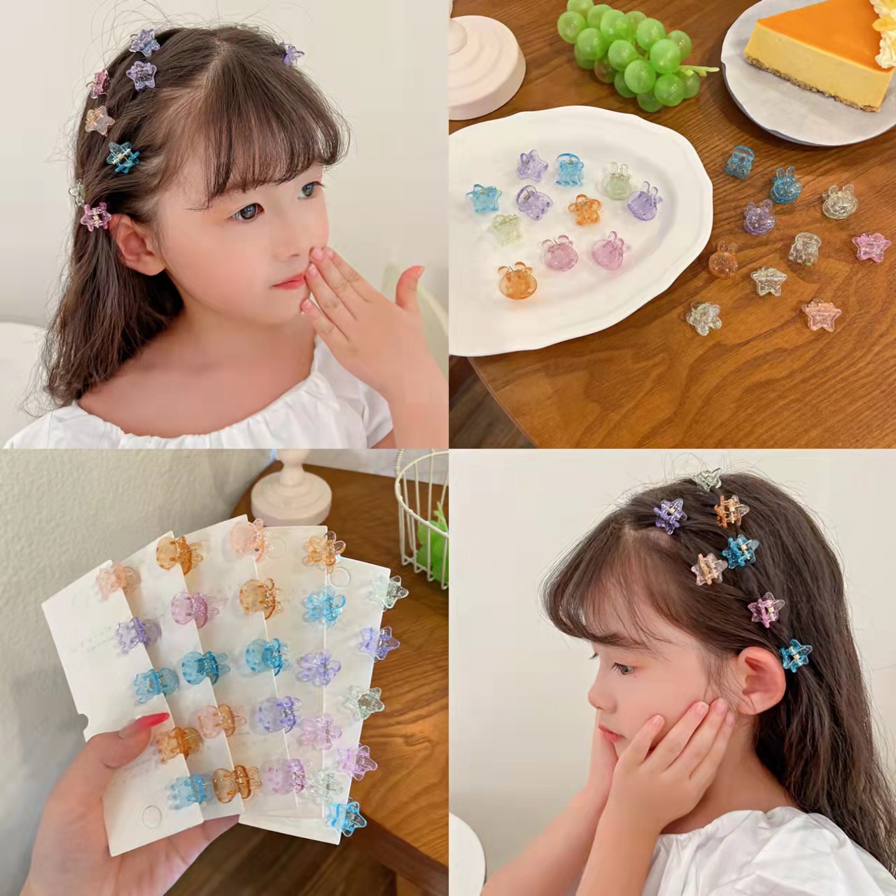 Korean mini exquisite transparent gripper, side small hair clip, cute flower bangs clip, broken hair clip, hair accessory, hair pin details Picture