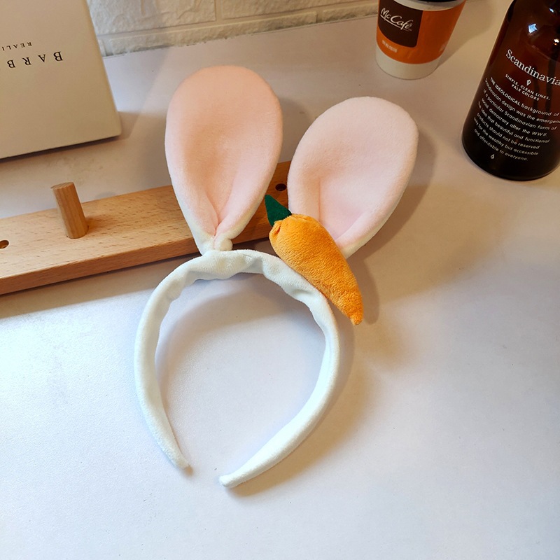 Super cute rabbit ear carrot headband, new headband, cute girl's cute plush face wash headwear details Picture