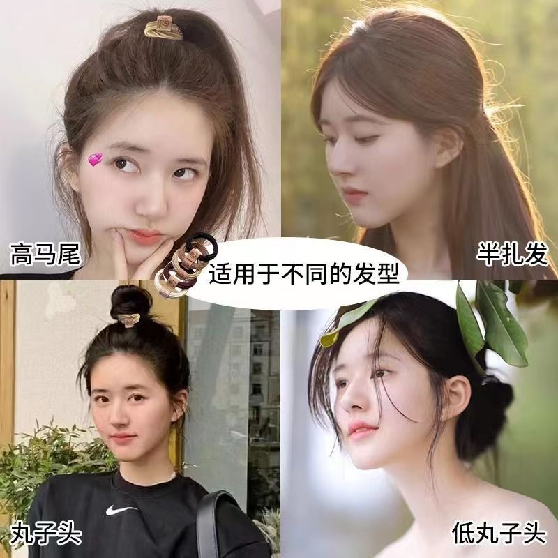 Simple, high-elasticity bear hair tie, elastic band, women's hair tie, durable high ponytail headwear, hair tie and leather cover, 2023 details Picture