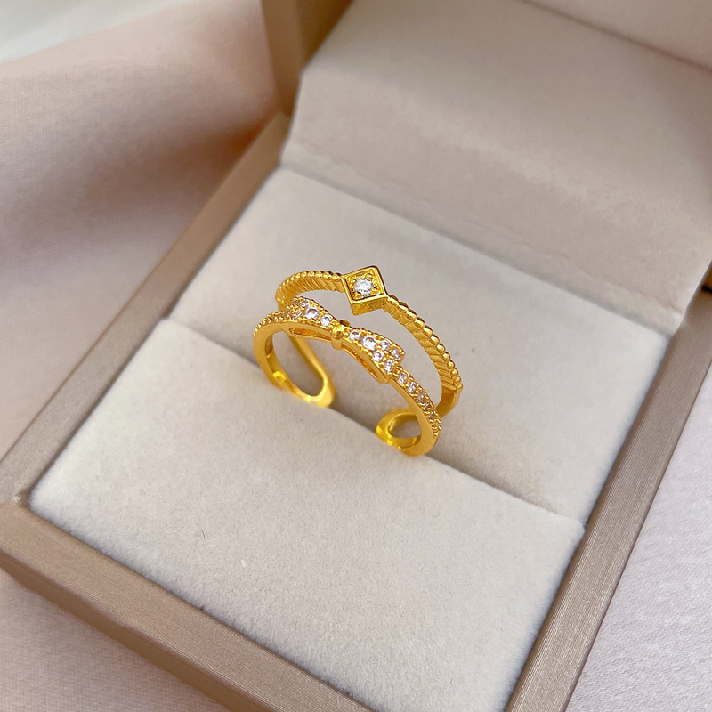 【 Real gold electroplated 】 Open ring, bow, unique ring, index finger ring, the same style as Internet celebrities, simple and cold style Application Scenario