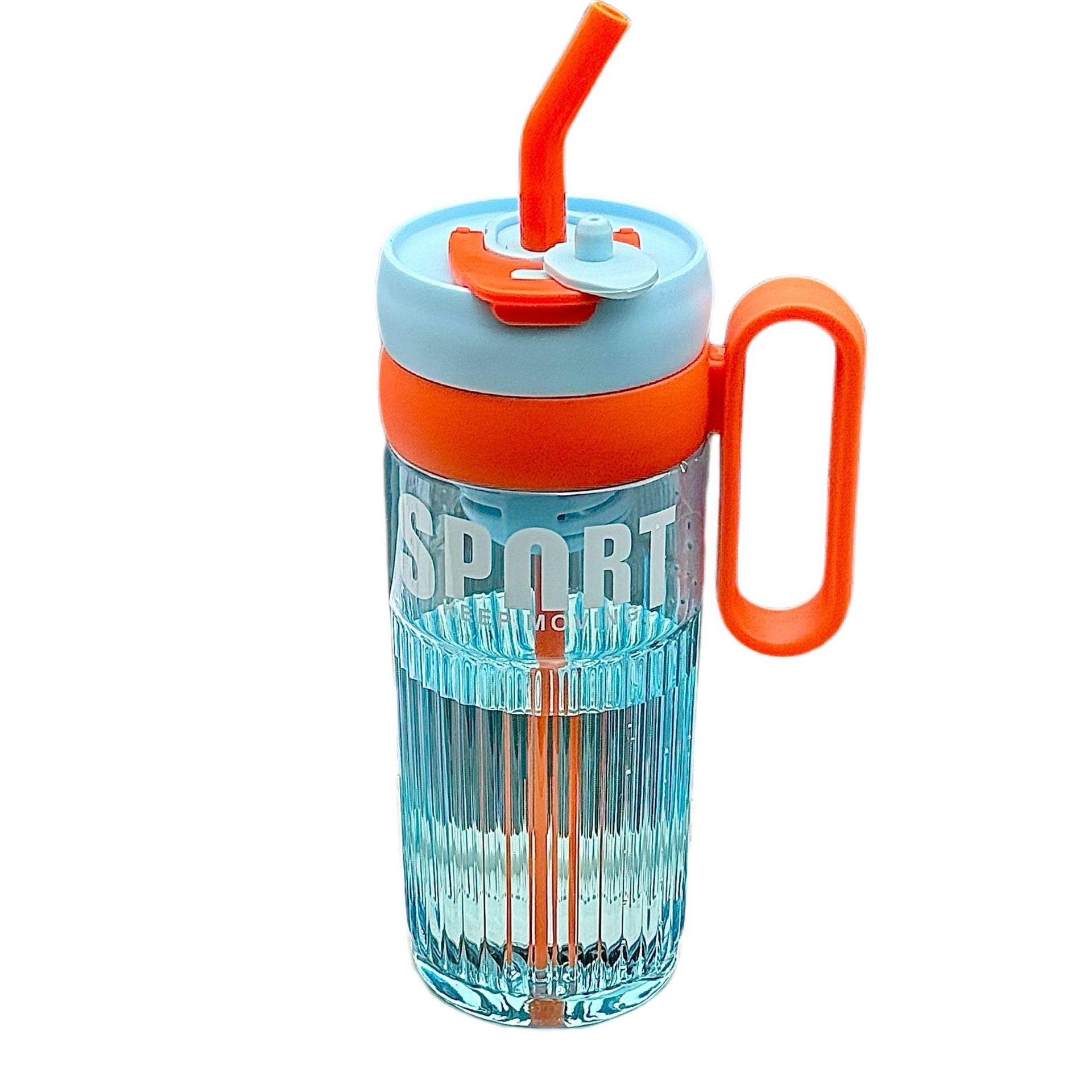 Simple and large-capacity ice cup, summer desktop double-drinking straw cup with handle, portable tea-making cup for girls, refreshing cup Item Picture