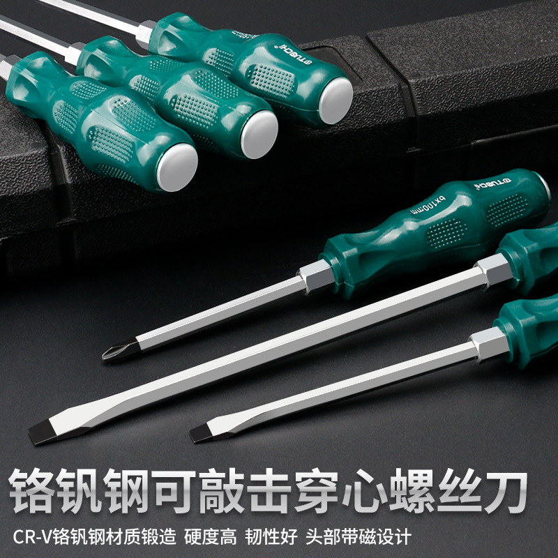 Industrial-grade through-hole screwdriver, through-hole screwdriver, impact can strike flat-mouthed plum blossom-shaped cross screwdrivers with magnetic force Application Scenario