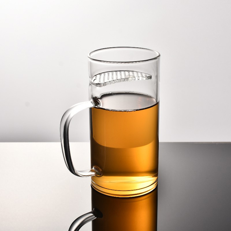 Heat-resistant high borosilicate glass crescent-shaped tea cup filtration integrated office tea filter with large transparency, preferred for discounted office use details Picture