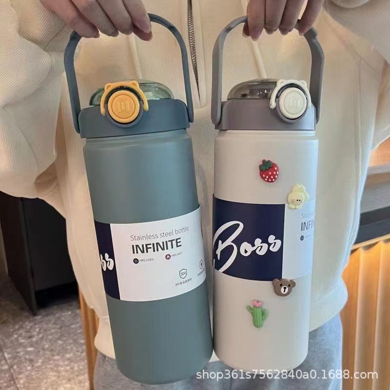 Cartoon 304 stainless steel insulated cup, large capacity wholesale, high appearance level girls' insulated pot, portable double-drinking insulated cup Specification drawing