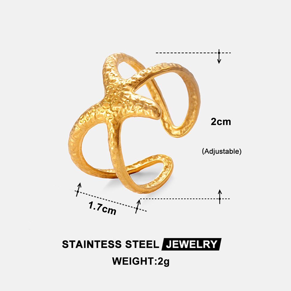 European and American ins exaggerated and personalized texture stainless steel open ring female starfish retro high-end ring jewelry in stock Application Scenario