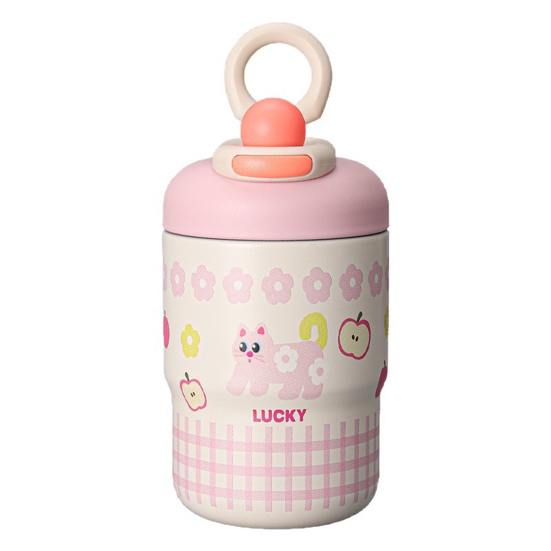 Wholesale of large-capacity insulated cups, new models of coffee cups for girls in 2025, children's straw water cups, and double-drinking cups for students at school Item Picture
