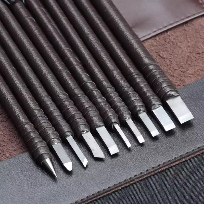 Self-made tungsten steel seal engraving knife, wood carving knife, stone engraving knife, seal engraving hard alloy seal engraving tool set, engraving and seal engraving knife full figure