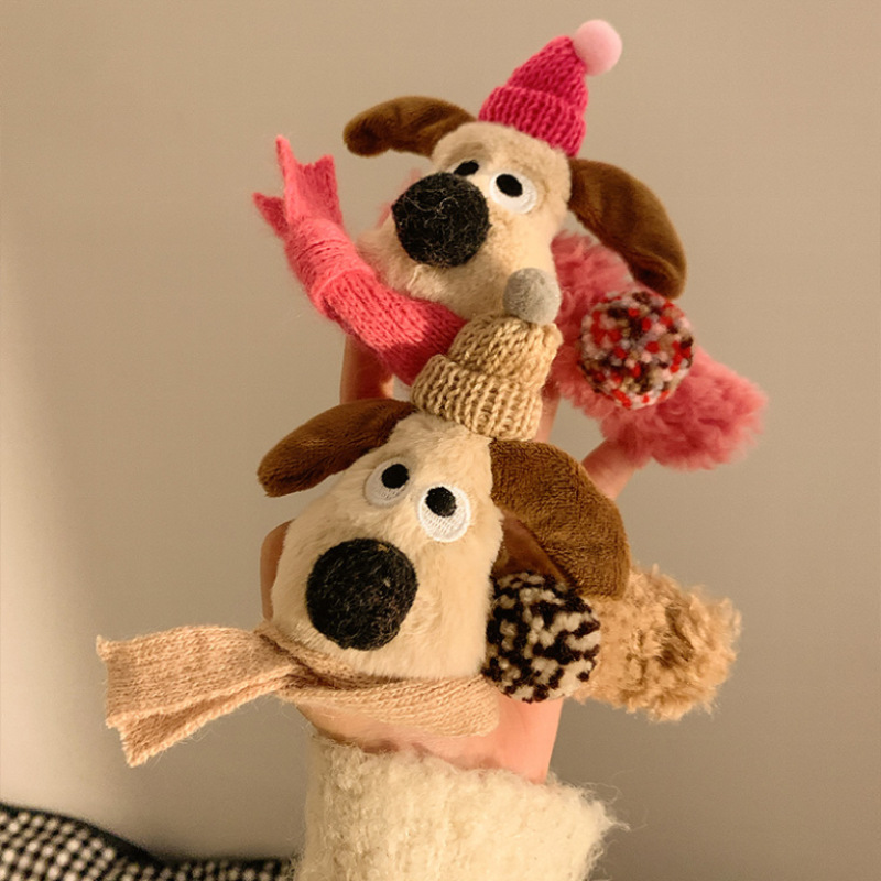 Cute boss dog hairband, plush little dog headband, cartoon headwear, sweet and versatile photo dog, funny hairpin girl Specification drawing