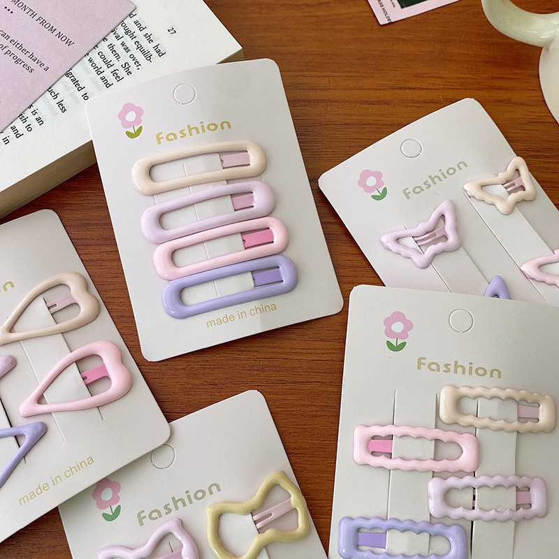 Purple and pink star hair clips, children's colorful bb clips, girls' forehead fringe clips, cute baby hair accessories and hair clips Specification drawing