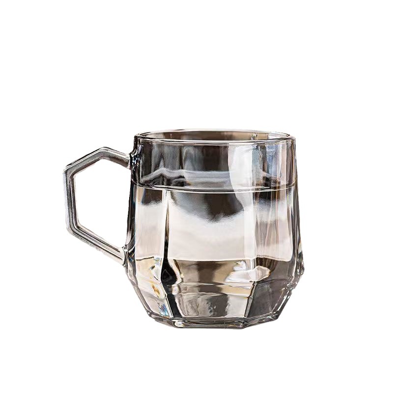 Glass water cups, household InS-style glass cups with handles, light luxury heat-resistant coffee cups, glass cup gifts wholesale Item Picture