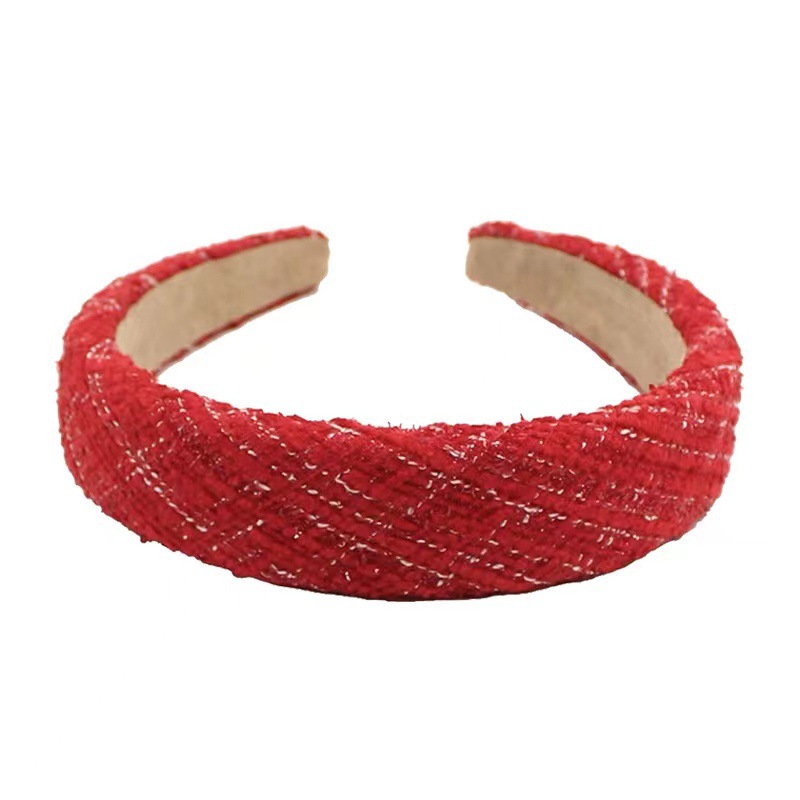 New Year's red hairband, women's hair clip, women's style, perfect for going out in autumn and winter, wide edge, high top of the head, hair tie headwear Item Picture