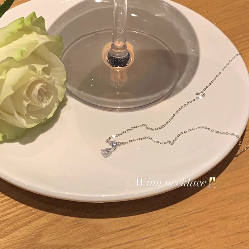 Mermaid Tear Drop titanium steel necklace for women, ins light luxury niche design, fairy-like, sweet and high-end collarbone chain Specification drawing