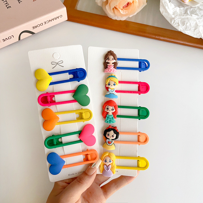Korean children's hairpins, cute and colorful girl hairpin headwear, 2025 New girl bangs, broken hair clip box, side clip Application Scenario