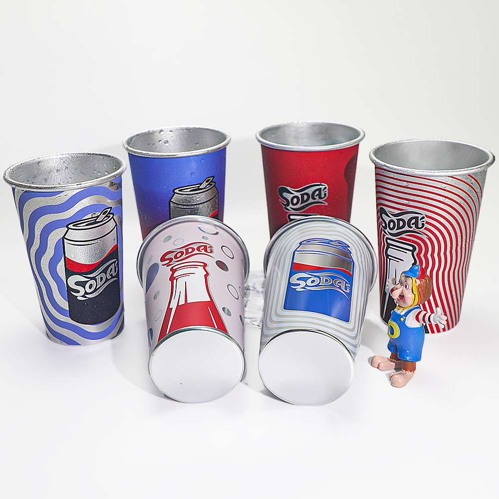 Factory direct sales of roll-edge aluminum cups, cola and Sprite soda cups that change color when cold, color-changing aluminum cups in stock Application Scenario