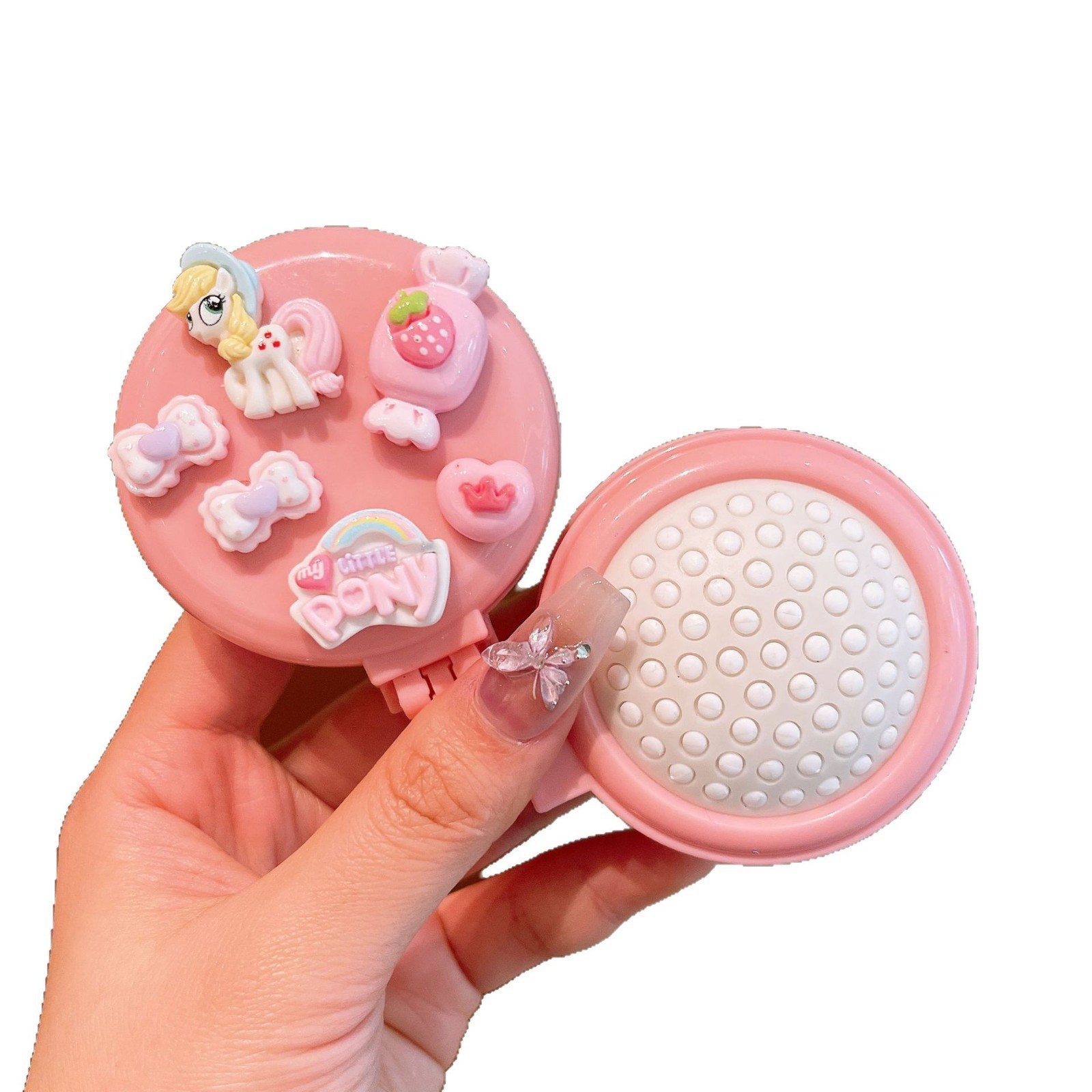 Cute portable flip cover folding airbag comb massage mini comb mirror integrated mini air cushion comb for women Item Picture