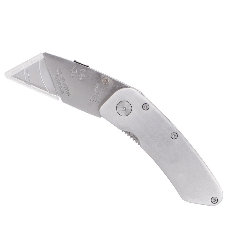 All-steel folding knife, stainless steel folding utility knife, wallpaper knife, trapezoidal blade, goat horn knife stand, electrician knife Item Picture