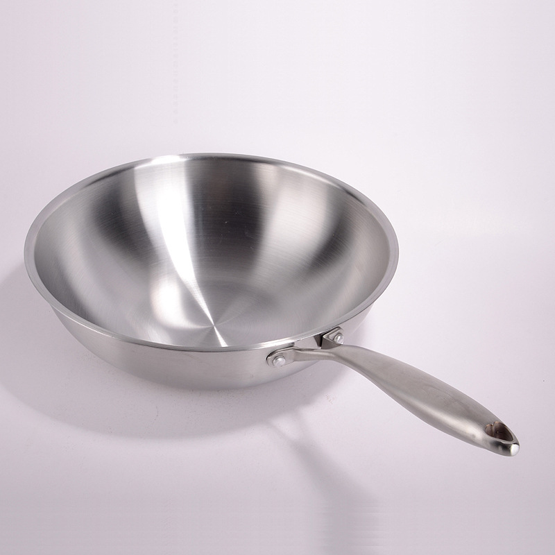 Exhibition sales gift POTS: smoke-free, non-stick, uncoated white steel POTS, stainless steel woks, three-layer steel woks details Picture