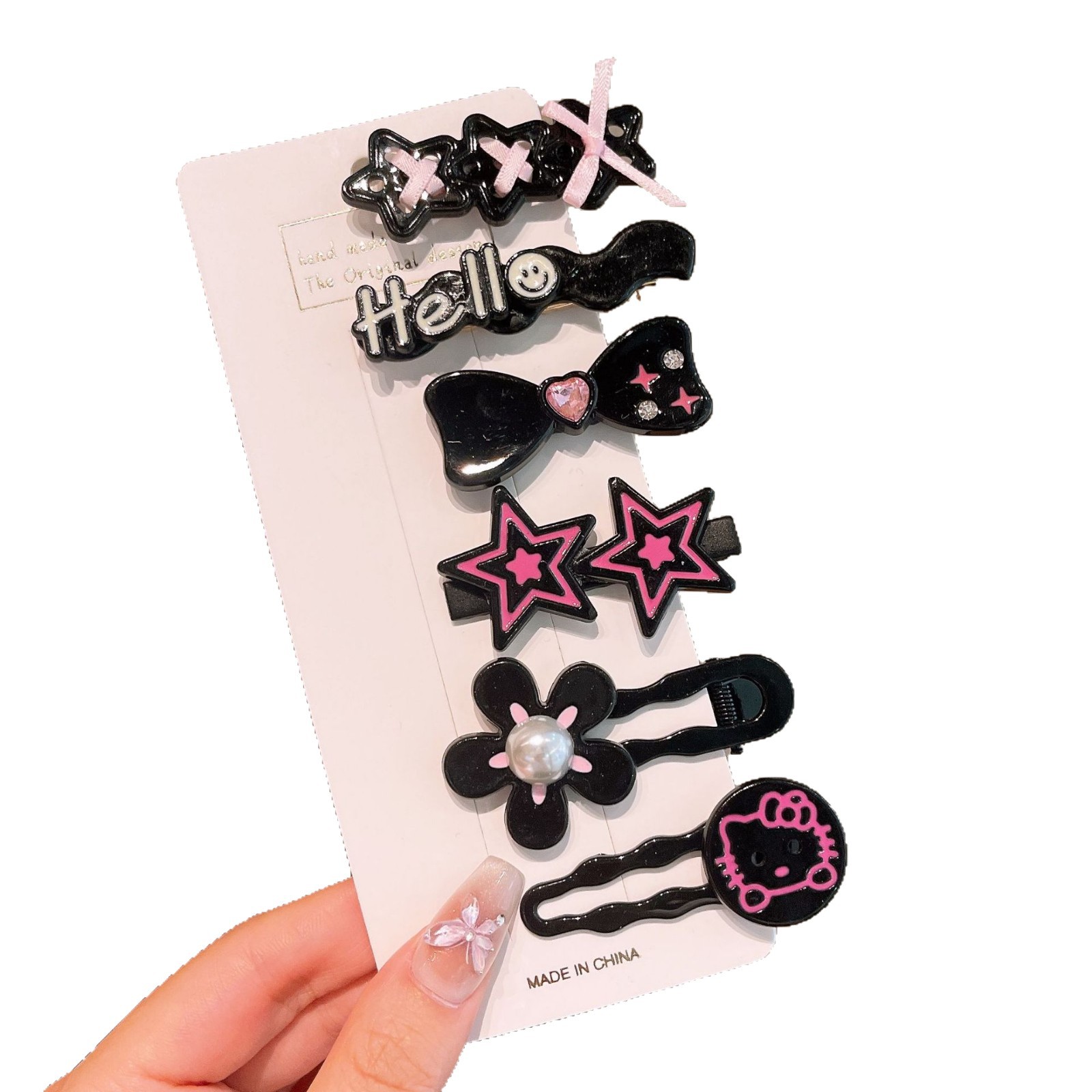 Cute dopamine hair clips, sweet girl princess hair clips, side bangs, broken hair top clips, new hair accessories Item Picture