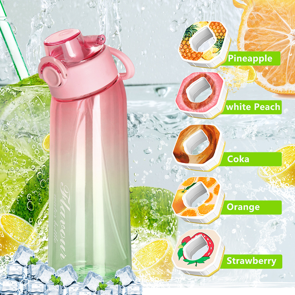 The new creative sugar-free and calorie dual-color gradient fruit-flavored cup is a drinking wonder with a fragrance ring and a Tritan fragrance cup with a tilted neck full figure