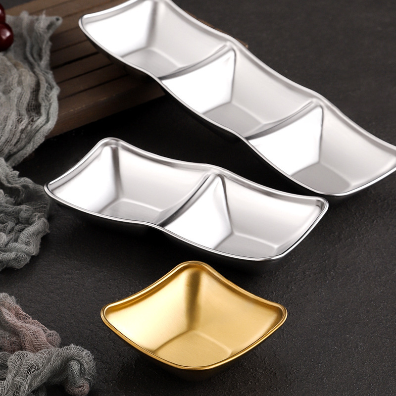 Stainless steel compartments, small saucers, soy sauce and vinegar saucers, hot pot dipping sauce and seasoning saucers, Korean barbecue dipping sauce saucers Application Scenario